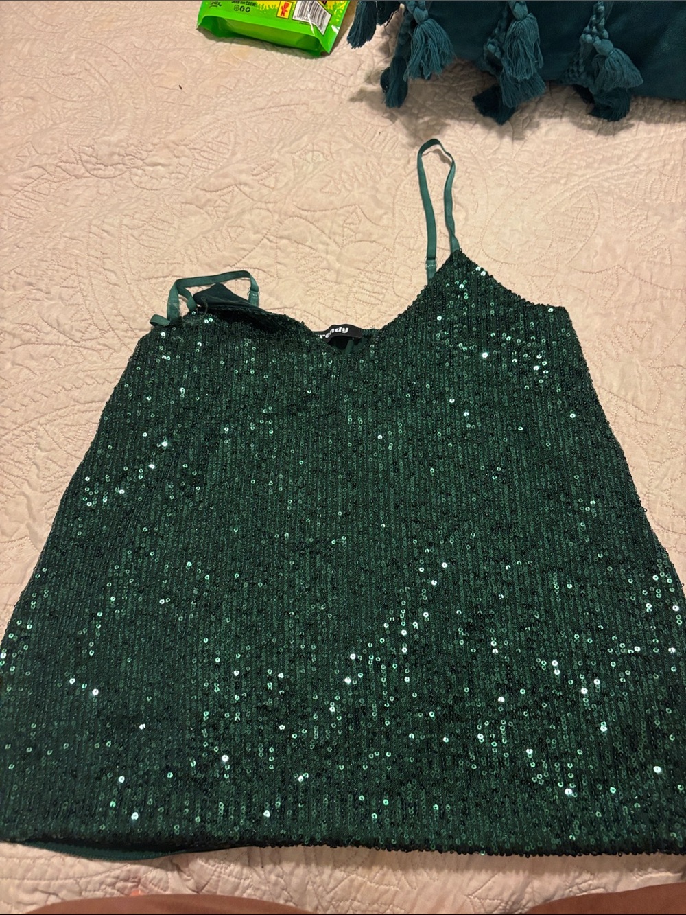 Sequin Green Cami Tank Top